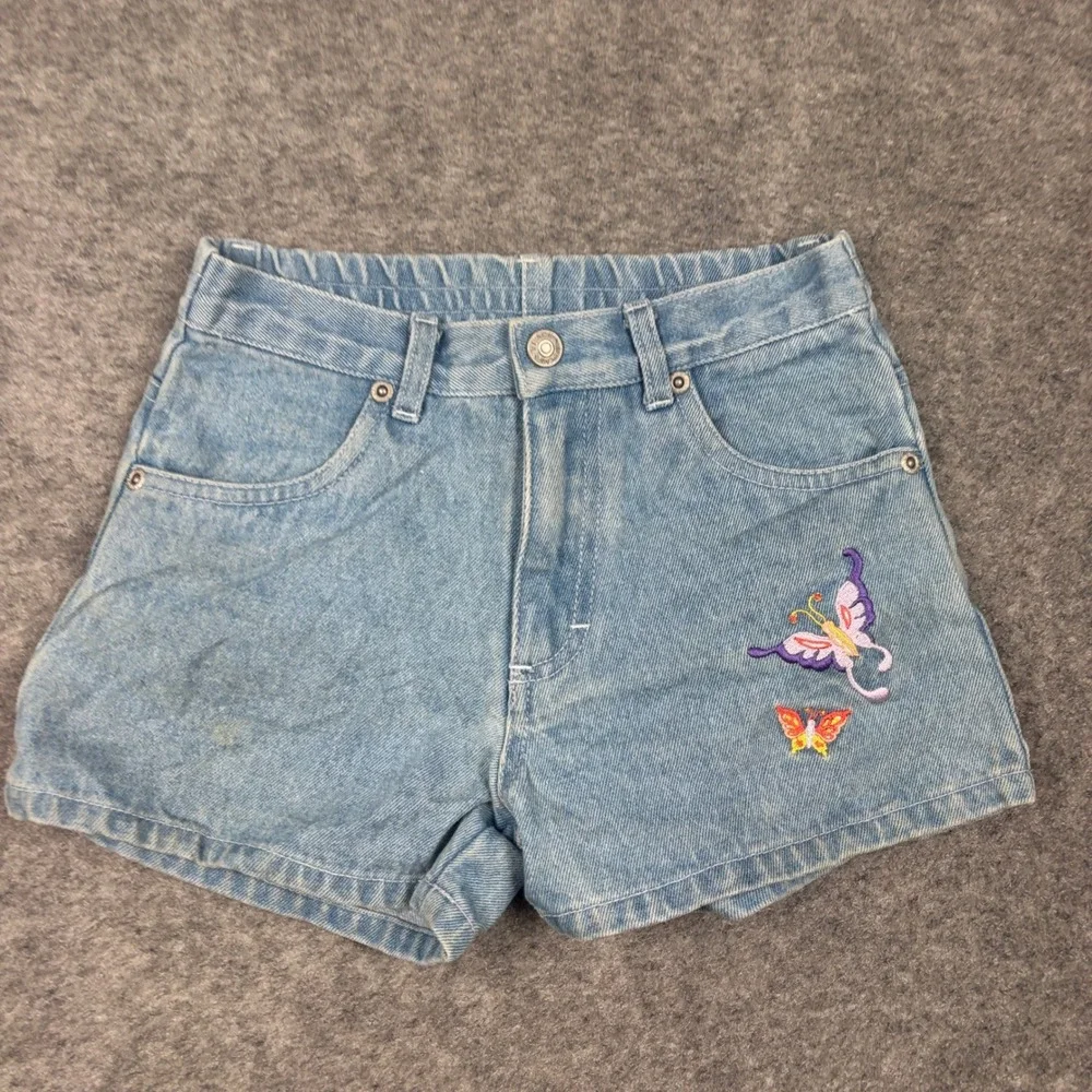 The Children's Place Denim Shorts Girls 6X/7 Butterfly Embroidered Crochet Patch